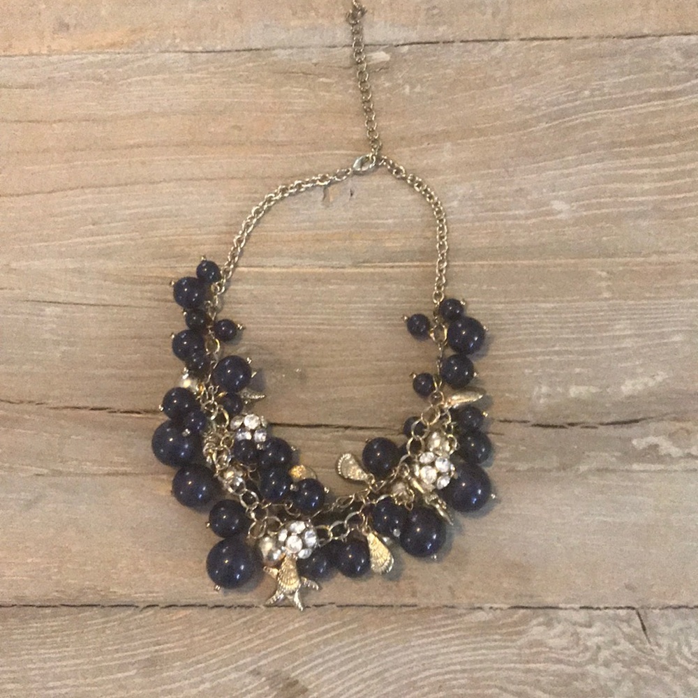 Navy Beach Inspired Statement Necklace